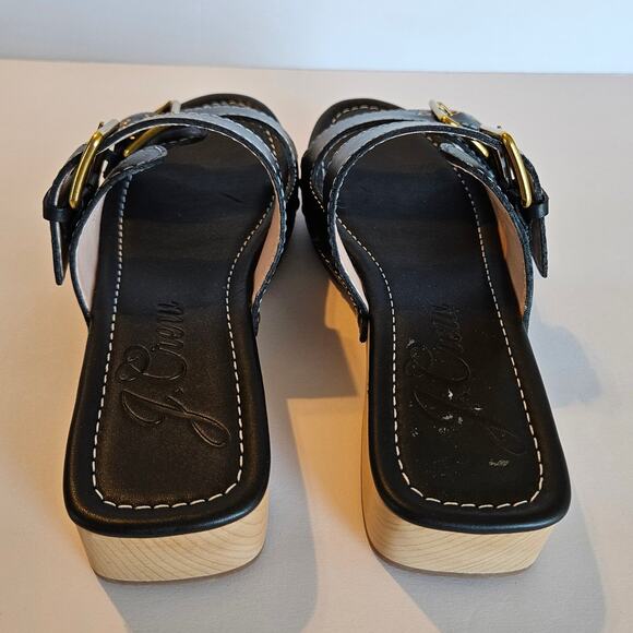 J Crew Black Leather Double Buckle-strap Sandal Women's Size 7.5 Summer Vacation - Picture 5 of 10